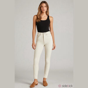 Free People We The Free Skinny Jeans NWT Size 24 Ivory Raw Edge Hem